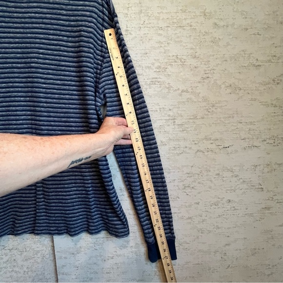 Wallace and Barnes Men's Blue Striped Knit Henley Shirt Top Size Medium - Picture 13 of 14